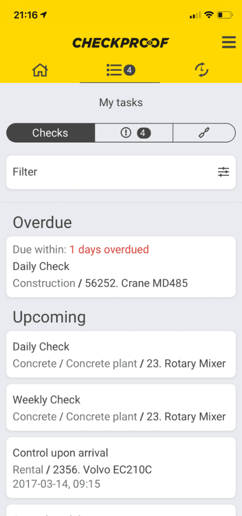 App Screenshot of my tasks list